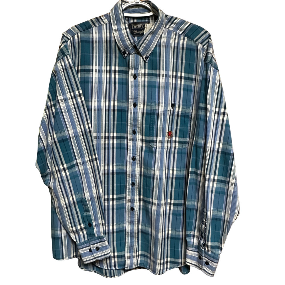 Twenty X By Wrangler‎ Shirt Mens XL Multicolor Plaid Button Down Cowboy Workwear